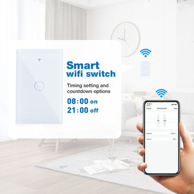 Interruptor preto branco Dustproof e impermeável do padrão dos E.U. de 1gang Wifi do toque para a automatização do Smart Home