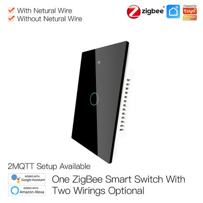 Interruptor da parede de Zigbee Smart Wifi nenhum painel de vidro da tela do toque neutro