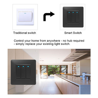Do interruptor esperto da parede de Wifi do App da UE Reino Unido Standard Life interruptor da luz branco de Wifi da maneira do grupo 2 do preto 3